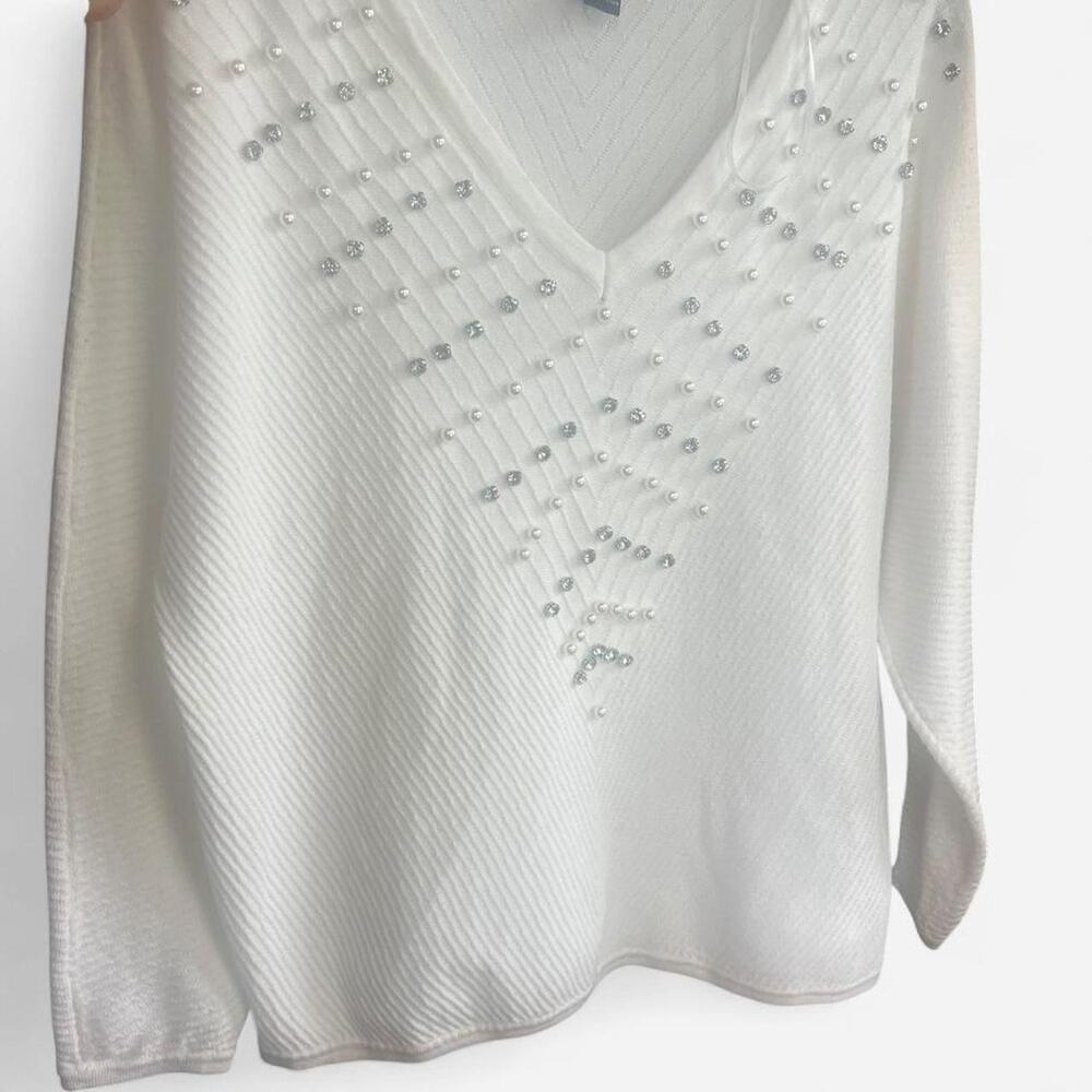 A Love Story White Rhinestone Sweater Size Medium.,